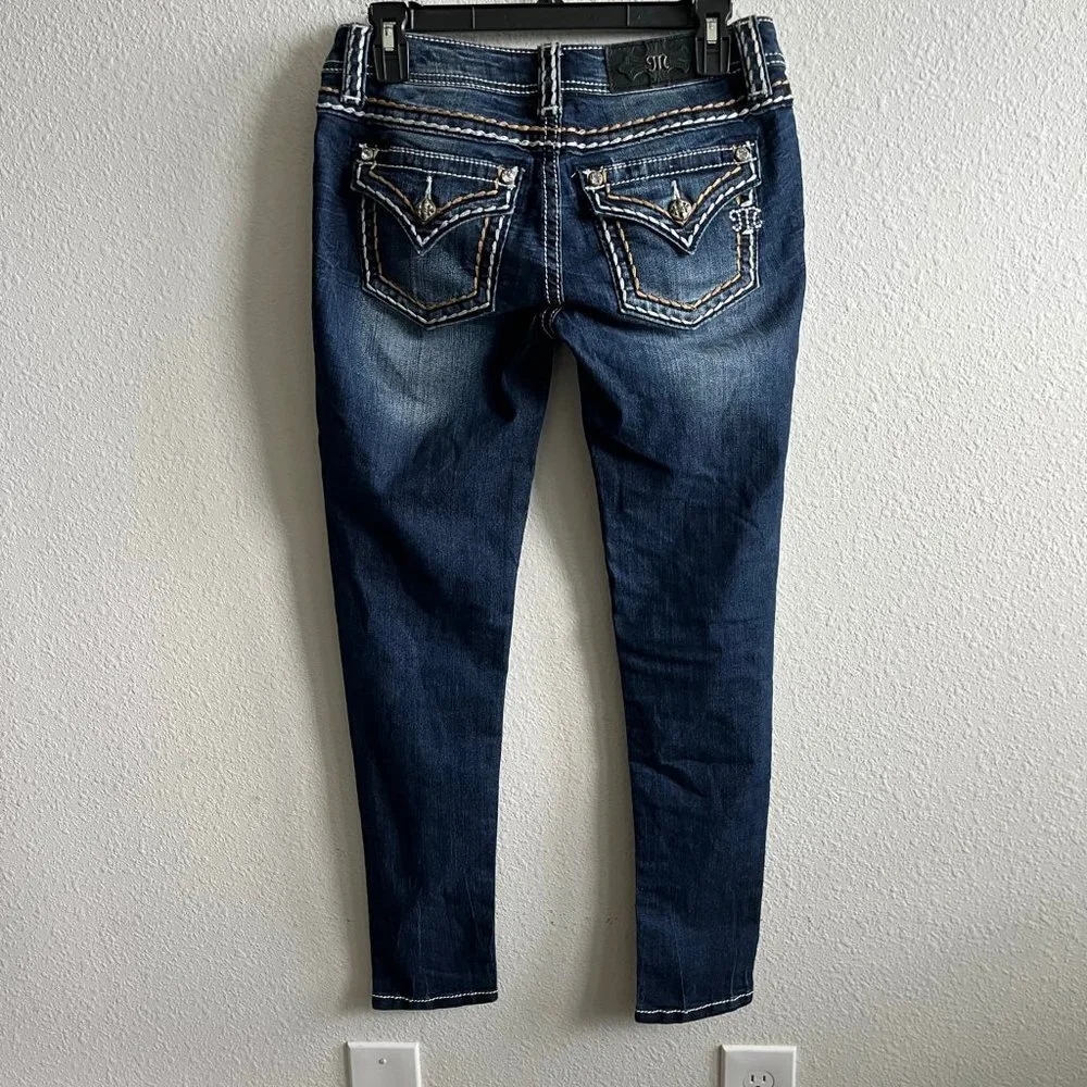 NWOT Miss Me Dark Wash Skinny Stitch Jeans Size 27 Style JS5014S195